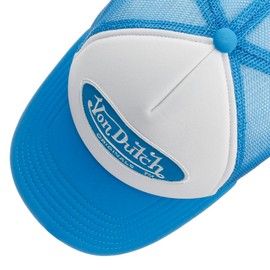 Von Dutch Tampa Oval Patch Foam Trucker Cap Baseball Cap Curved Brim Mesh Cap (One Size - Light Blue), lightblue