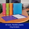 Oxford A4 Ring Binders, Assorted Colours, 5 Flexible 2-Ring Folders,