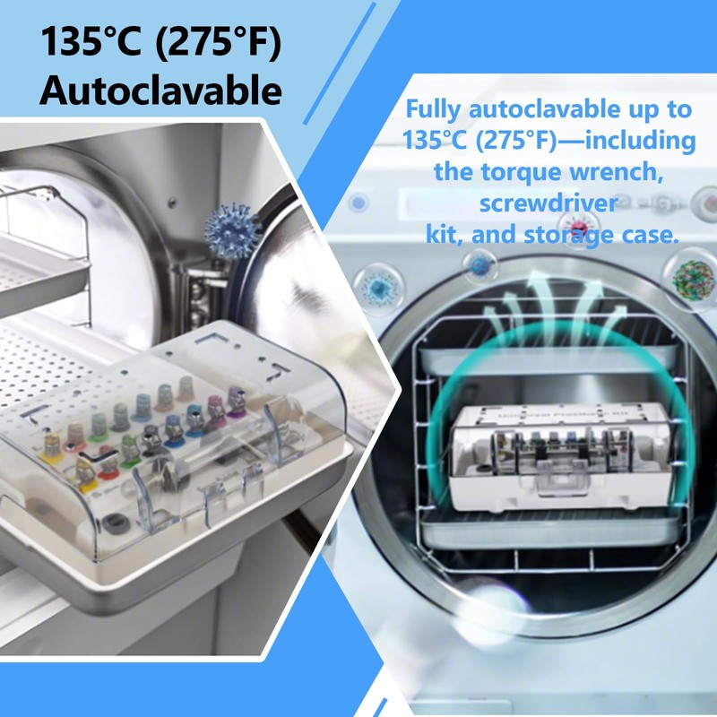 Dental Implant Torque Wrench Universal Kit Fully Autoclavable Color IdentificationTorque