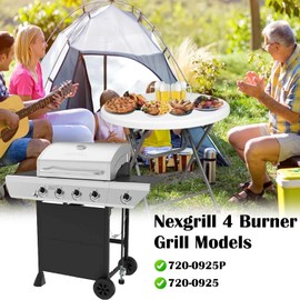 Hiorucet Grill Grease Tray Replacement Parts for Nexgrill 4 Burner 720-0925P, 720-0925, Drip Pan with Catch Pan, Heat Plate Flame Tamer, Burners Tubes and Igniters for Home Depot Nexgrill Grill Parts.