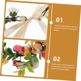 TOVINANNA Simulated Rose Wreath Headband Floral Headwear for Weddings Bride Headdress Garland Accessory for Celebrations Photography and Beach Events