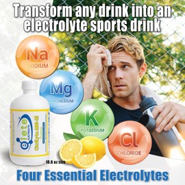 Elete Citrilyte Add-in Gotas de hidratación complementarias con electrolitos elete CitriLyte Minerales traza de sodio, magnesio y potasio Ligero sabor a limón Alivio de calambres musculares Tr