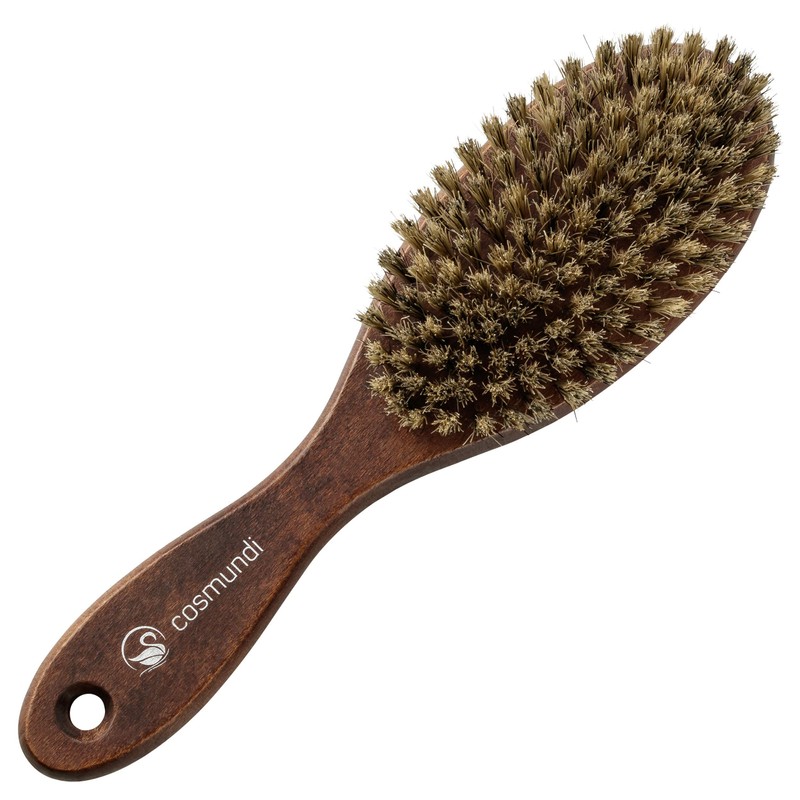Hair brush with soft real hair, natural bristles for silky