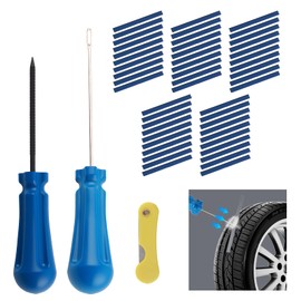 50PCS Rubber Tire Plugs Heavy Duty,Tire Repair Plugs Kit Includes Screwdriver,Needle Threader,Scissor,Professional & Essential Tires Plug String Kits for Vacuum Tires Repairing