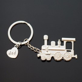 Train Engine Steam Locomotive Keychain Key Chain Love Dad Heart Fathers Day Gift
