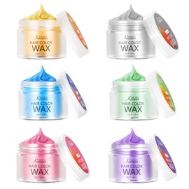 Hair Colour Wax, Magic Master Keratin Temporary Hairstyle Cream Instant Coloured Tone for Men and Women Party, Festival, Cosplay (6 Colours) (6 Colours)