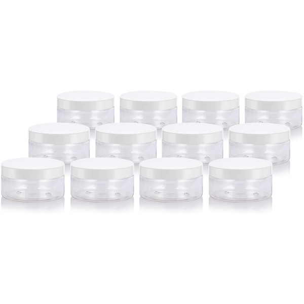 JUVITUS 4 oz Clear PET Plastic Refillable Low Profile Jar