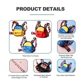 icicecream Colorful Lightweight Dog Backpack with Free Leash Adjustable Cute Water Repellent Harness with Breathable Mesh Material Saddle Bag for Small, Medium&Large Dogs Outdoor Hiking(Yellow)