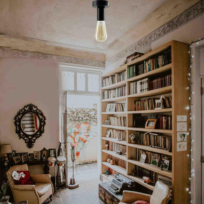 atiyoc Black Metal E26/E27 Screw Light Socket with 10FT Extension