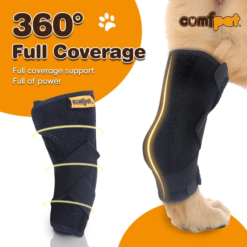 COMFPET Large Dog Hock Brace (40-90 lbs), Heavy-Duty Hind Leg