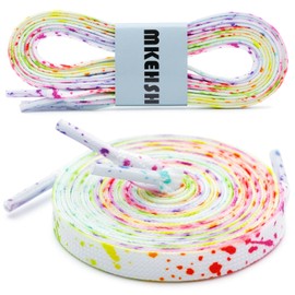 MKEHSH Colorful Pattern Shoe Laces: 47 Inch Colorful Splashing Ink Flat Print Shoelaces for Sneakers 2 Pairs, 23 Colorful Splashing Ink, 47 inch(120CM)