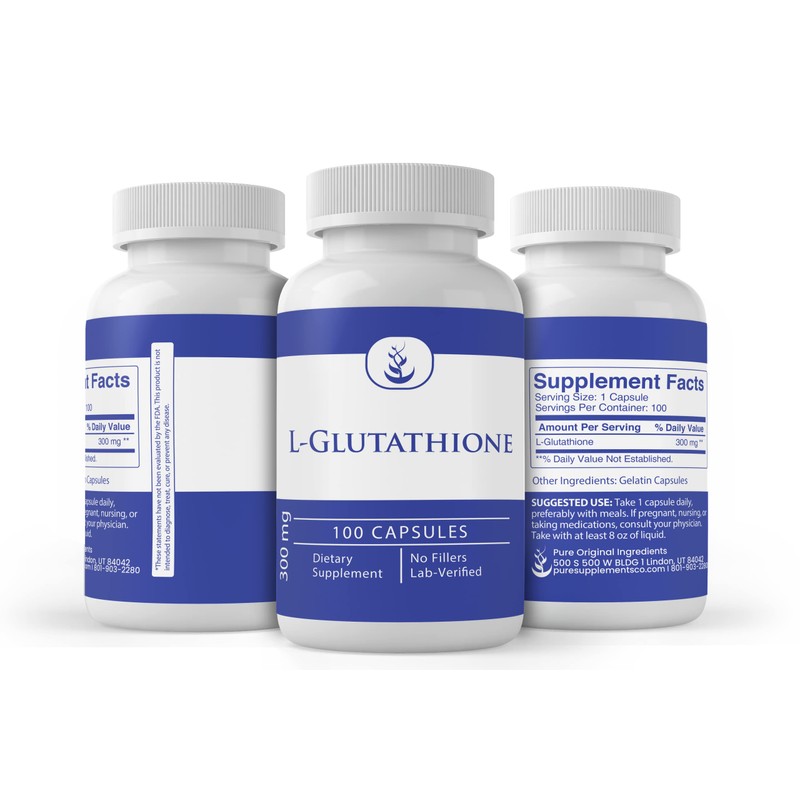 PURE ORIGINAL INGREDIENTS L-Glutathione, (100 Capsules) Reduced, Always Pure, No