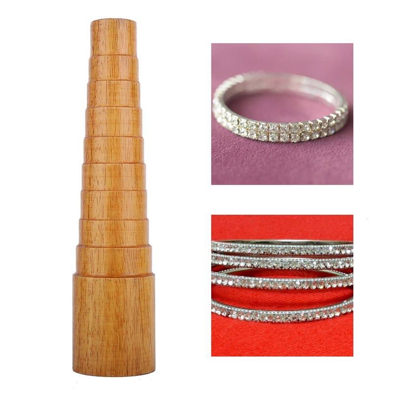 Wood Step Bracelet Mandrel Sizer Bangle Measuring Sizing Stick Jewelry