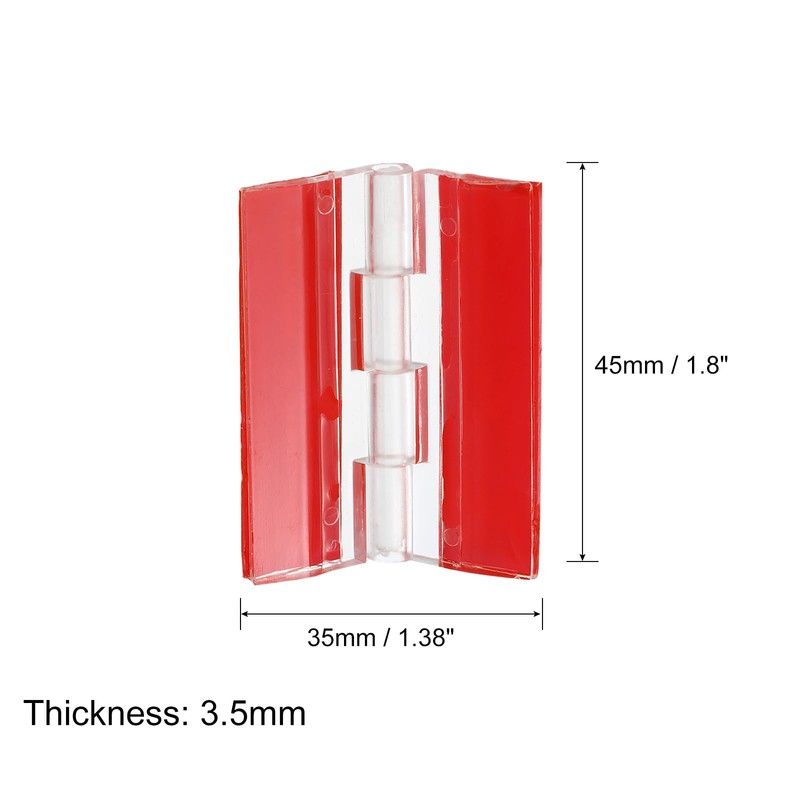uxcell 10Pcs Acrylic Hinges, 45x35mm Self-Adhesive Clear Hinge Transparent Continuous
