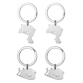 WUFGWBD 4 Piece Spliced ​​Cat Keychain, Creative Design Keychain, Cute Pendant, Stainless Steel Cartoon Keychain