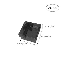 24 Pack Jewellery Ring Gift Boxes, 4 x 4 cm Ring Boxes Bulk with Lids and Bow-knot, Small Gift Boxes for Jewellery Rings Earrings, Black