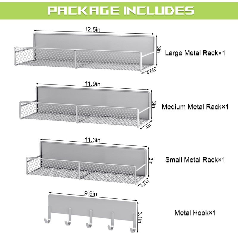 Kmise Magnestic Spice Rack (3, Grey)