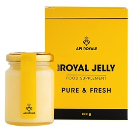 API ROYALE Royal Jelly 100g – Fresh Royal Jelly Premium Nutritional Supplements – Fresh Royal Jelly 2.3% 10 HDA Natural and Non-Gluten Formula – Compact Isothermal Box with Dosing Spoon
