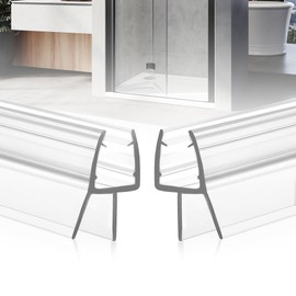 Shower Door Bottom Seal, 2-Pack PVC Strips with Sweep 36" Long, for 1/4"(6mm) Thick Framless Glass Door, to Stop Water Leakage
