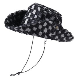 Coolwife Vintage Cotton Bucket Hat Plaid Washed Boonie Cap Retro Outdoor Fishing Sun Hat (UK, Alpha, One Size, Black)