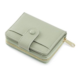 ANYWN Women's Small Soft Leather Purse Small Purse Women's Mini Purse with Large Zip Coin Compartment, light green