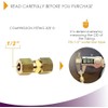 Ice Maker Water Line Brass Compression Tube Fitting, Union, 1/2”
