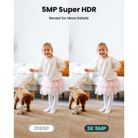 CAMSTRO 3K Indoor Security Camera, Baby/Pet Monitor Camera, 360° Pan & Tilt for Home Security, 2.4/5GHz WiFi, Night Vision, Two-Way Audio, SD Card/Cloud Storage, No Monthly Fee, Works with Alexa