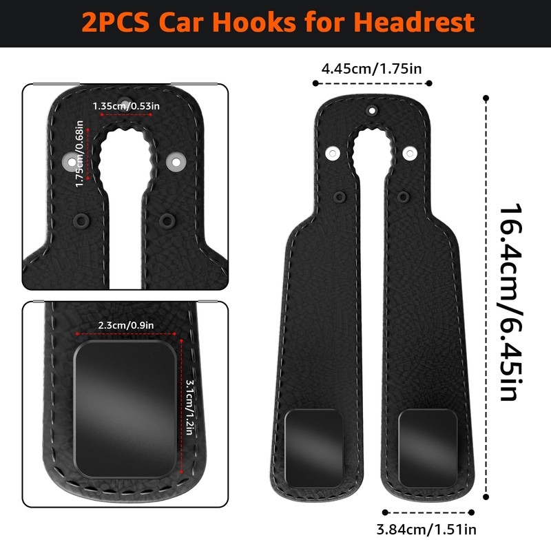 Geyrut Headrest Hooks For Car, Multifunctional Purse Hook Leather Seat