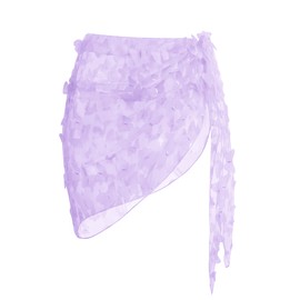 Ekouaer Womens Mesh Sarong Butterfly Beach Skirt Bathing Suit Cover Ups Purple M