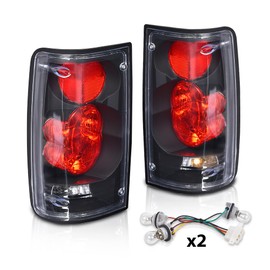 CHEDA Tail Lights w/Bulbs Compatible with Toyota Hilux Pickup Truck 1989-1995 Clear Lens Black Housing 8156089166, 8155089166, TO2800105, TO2801105 Rear Lamp Assembly Pilotos Traseros Conjunto