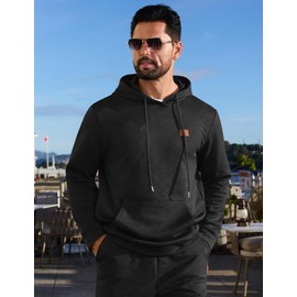 Vssjavun Men's Sweatsuit 2 Pieces Outfits Jacquard Casual Tracksuits Jogging Suit Hooded Sets