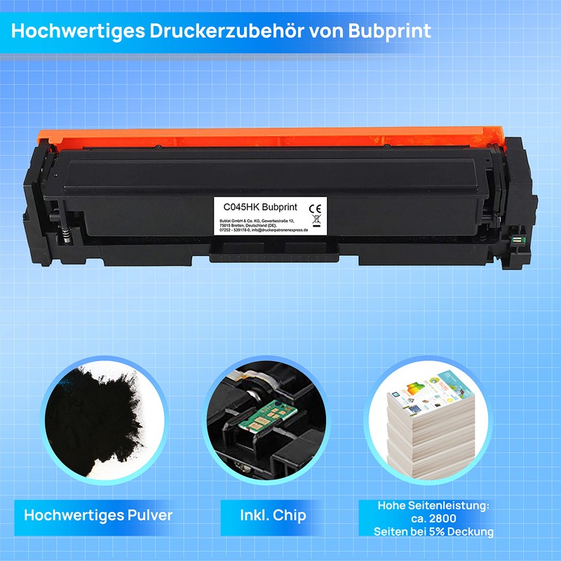 Bubprint Toner Compatible to Replace Canon 045H 045H 045HBK 1246C002