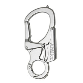 [Ahiller] Carabiner, Keychain Set, Double Lock Design, Tungsten Tip Cone, Small Alloy Canabilla with 2 Straps Suitable for Camping, Hiking, Fishing, Outdoor Survival, etc, 1 x Silver [without black