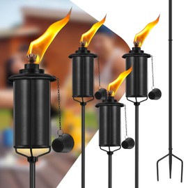 FAN-Torches 4 Pack Citronella Torches, 16oz Garden Torch for Outside, Black