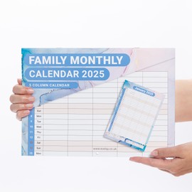 2022 A3 Wall Calendar 5 Columns Family Monthly Planner Employee Rota Family Organiser Month per View Navy and Marble