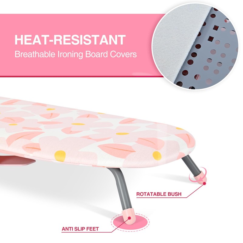 APEXCHASER Small Ironing Board with Iron Holder, Compact Ironing Board