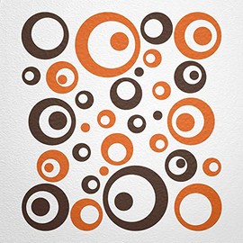 WANDfee® Wall Tattoo, Circles, Dots, 50 Stickers, Colour Choice For Children's Bedroom, Living Room, Hallway, Bathroom, Kitchen, Tile Stickers, orange