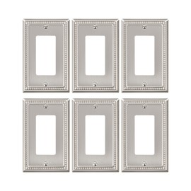 TREEWELL 6-Pack Decorator Outlet Cover Plate, Decorative Switch Plates and Outlet Covers, Brushed Nickel Metal Wall Plates for Electrical Outlets, Receptacle, GFCI Outlet, Dimmer Switch