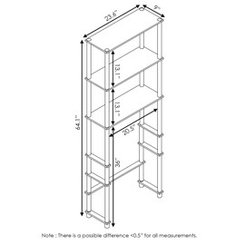 Furinno Turn-N-Tube with 3 Shelves Toilet Space Saver, French Oak Grey/Black