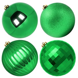 Benjia Giant Christmas Baubles, Extra Large Big Xmas Shatterproof Plastic Ball Ornaments Set for Outdoor Outside Lawn Yard Tree Hanging Decorations Decor (15cm/150mm, 4 Packs, Green)