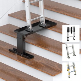 Foldable Ladder Leveler for Stairs, Adjustable 10.2"-16.45" H & 13.38"-19.3" Width, Heavy-Duty Steel Ladder Extender for Stairs with Non-Slip Rubber Base, Fits Extension, Straight & Telescopic Ladders