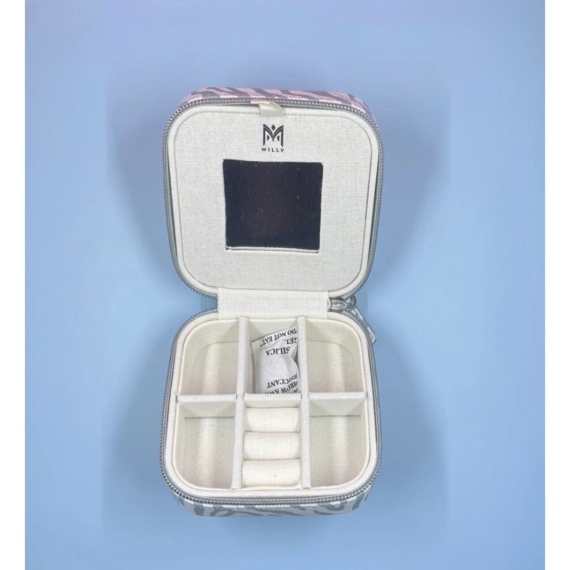 Milly • Traveling Jewelry Case in Teal and White Zebra