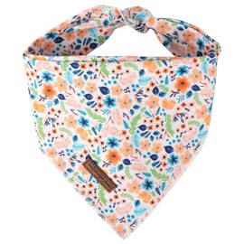 Unique style paws Dog Scarf, Triangle Peach Flower Pet Neckerchief for Boys and Girls, Premium Durable Fabric, Colourful Pumpkin Dog Neckerchief for Medium and Large Dogs (Large)