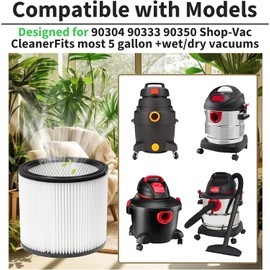 Wingsflying Replacement Filter Compatible with Shop-Vac 90350 90304 90333 Replacement fits most Wet/Dry Vacuum 5 Gallon and above
