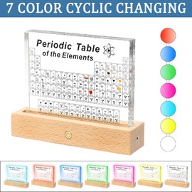 SOEPOTIX Periodic Table with Real Elements, Acrylic Periodic Table Real Elements Periodic Table with LED Base Periodic Table Chemistry Gift Display Gift for Teachers Students Decoration