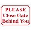 Please Close Gate Behind You Sign (White, Aluminium, Rust Free,