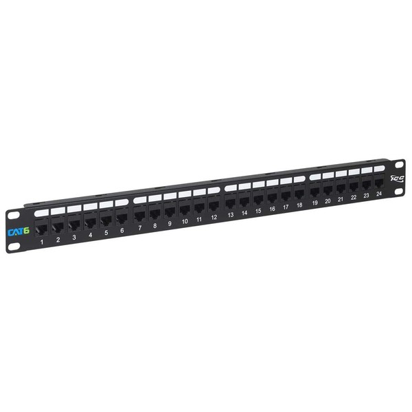 ICC CAT6 Feed-Through Patch Panel with 24 Ports, 1U Horizontal