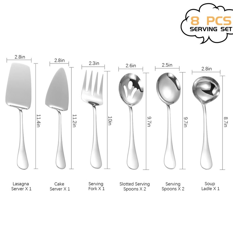 Stainless Steel Serving Utensils,8 Pcs Serving Set with Serving Spoons,Serving
