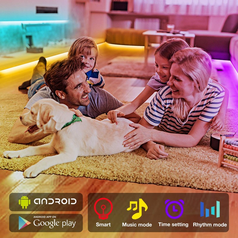 65.6 ft Bluetooth LED Strip Lights, Sync Music Color Changing