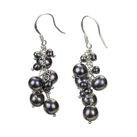 Brisa Black 3-7mm A Quality Freshwater Alloy Cultured Pearl Earring Pair
